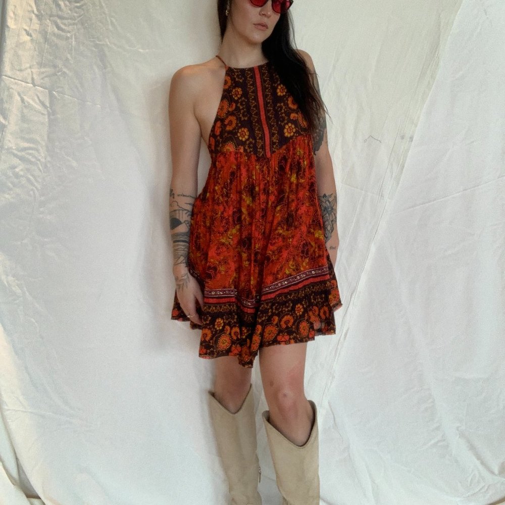 Free People Red Light Mini Slip Dress